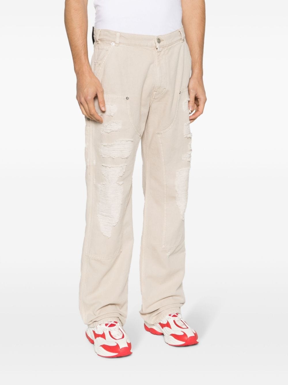 Destroyed canvas ripped carpenter trousers - 4