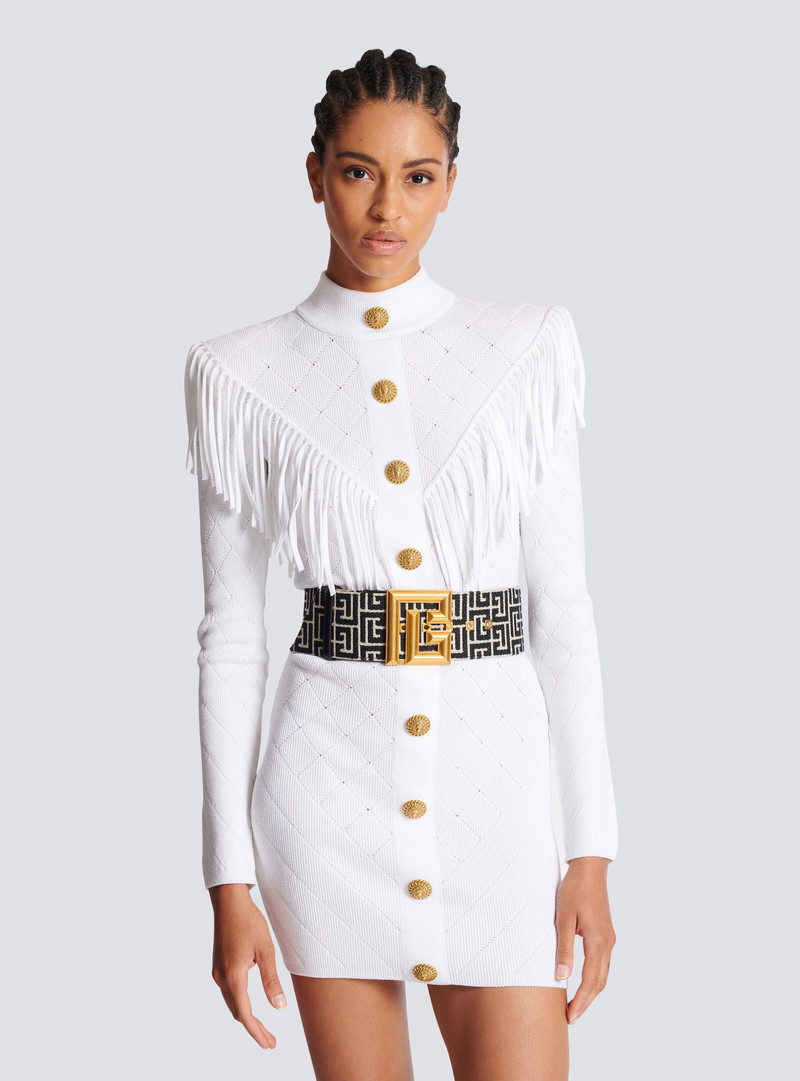 Balmain P-Belt monogram jacquard belt outlook