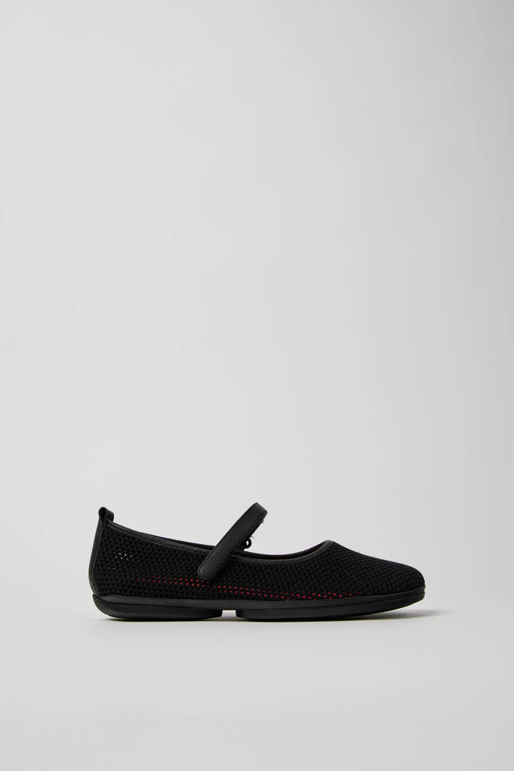 Black Tencel Mesh and Leather Ballerinas for Women. - 1
