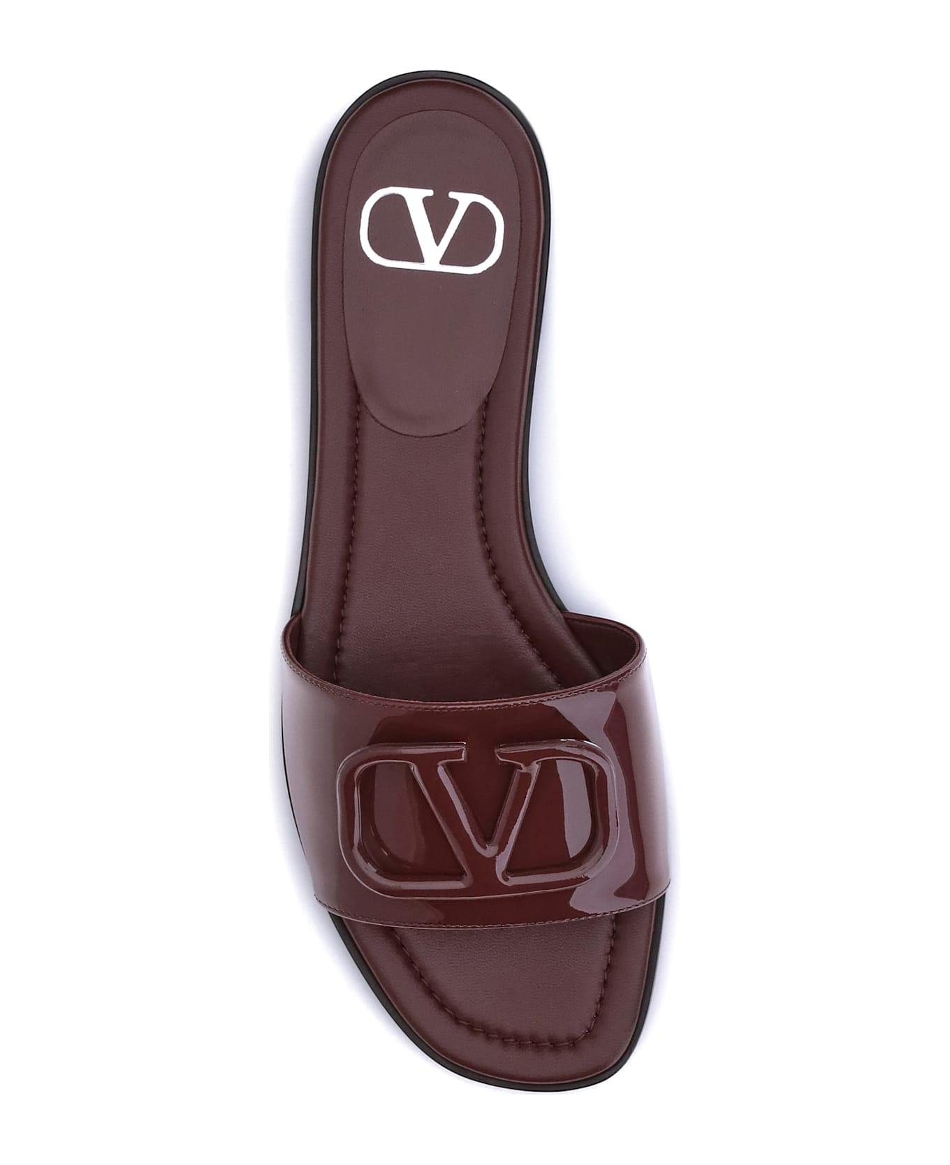 Patent Leathe Vlogo Slide Sandals - 4