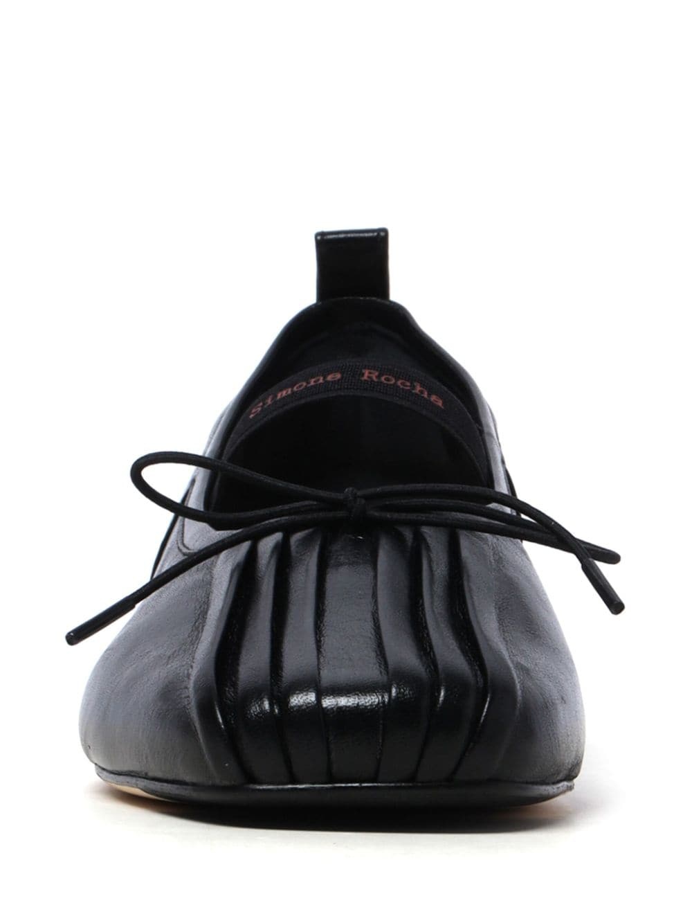 logo-strap leather ballerina shoes - 3