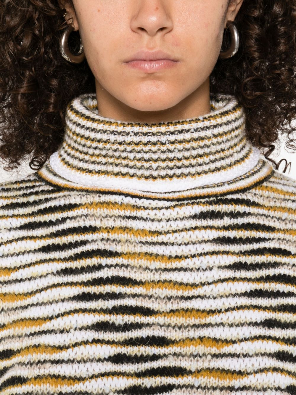 high-neck flame-pattern sweater - 5