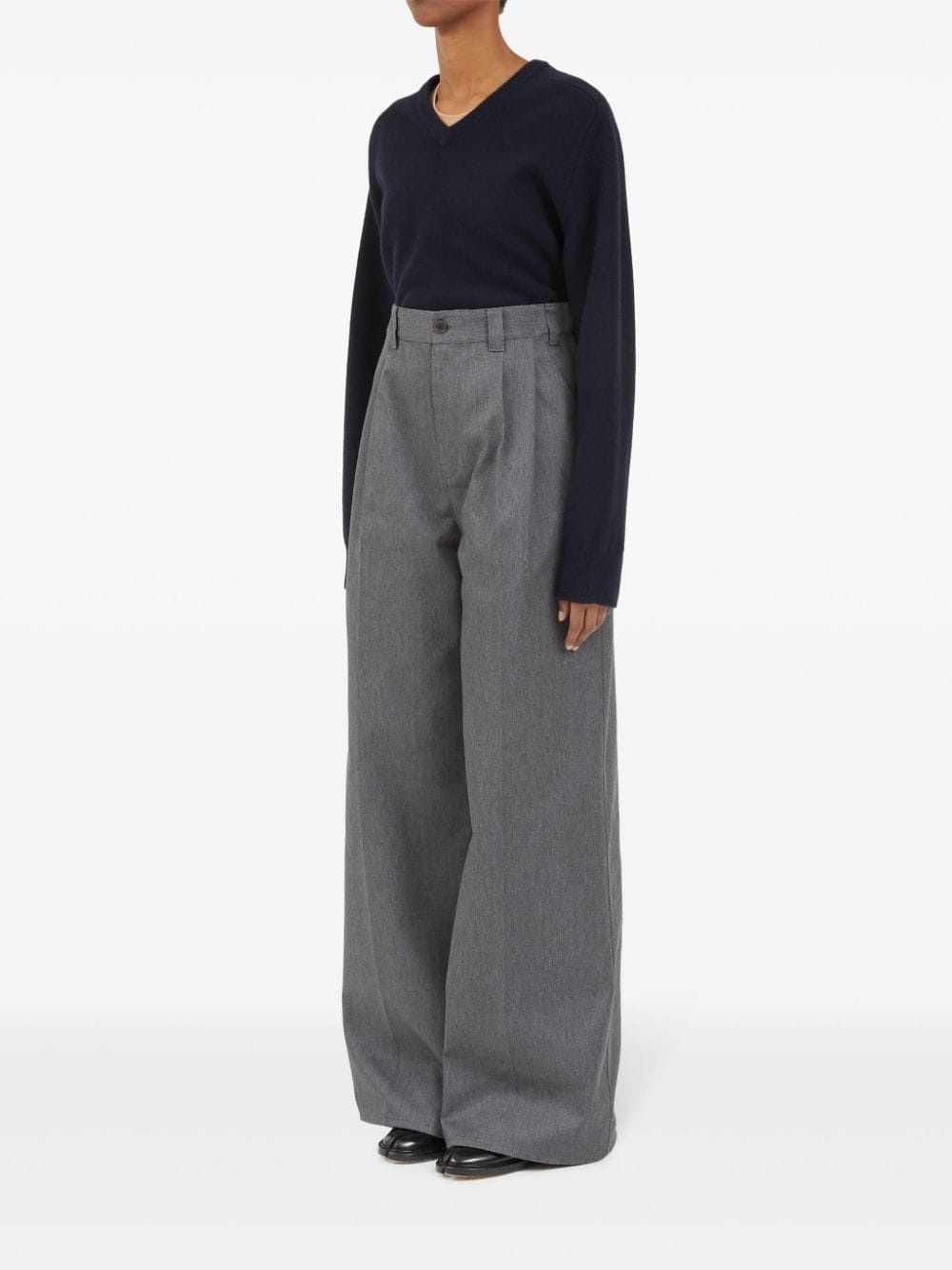 pleat-detailed twill trousers - 6