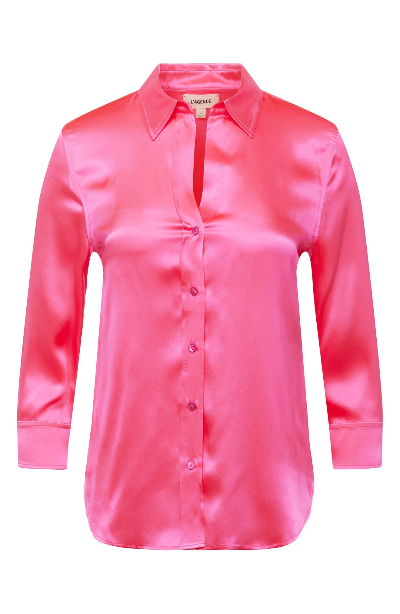 L'AGENCE Dani Silk Charmeuse Blouse in Ros at Nordstrom - 4