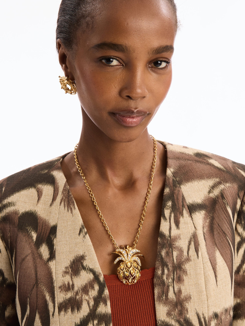 Oscar de la Renta PINEAPPLE PAVÉ PENDANT NECKLACE outlook