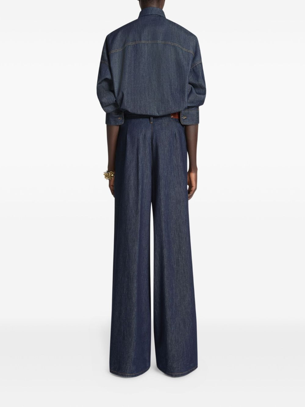 contrast-stitching denim shirt - 4