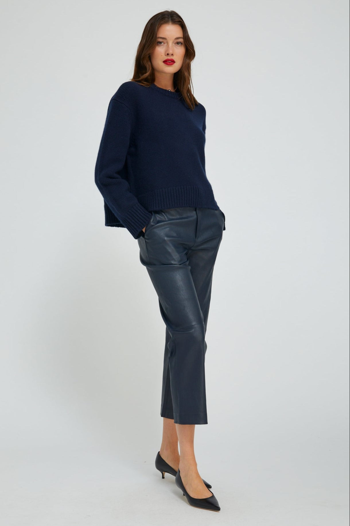 NAVY HEAVY CASHMERE SWEATER - 2