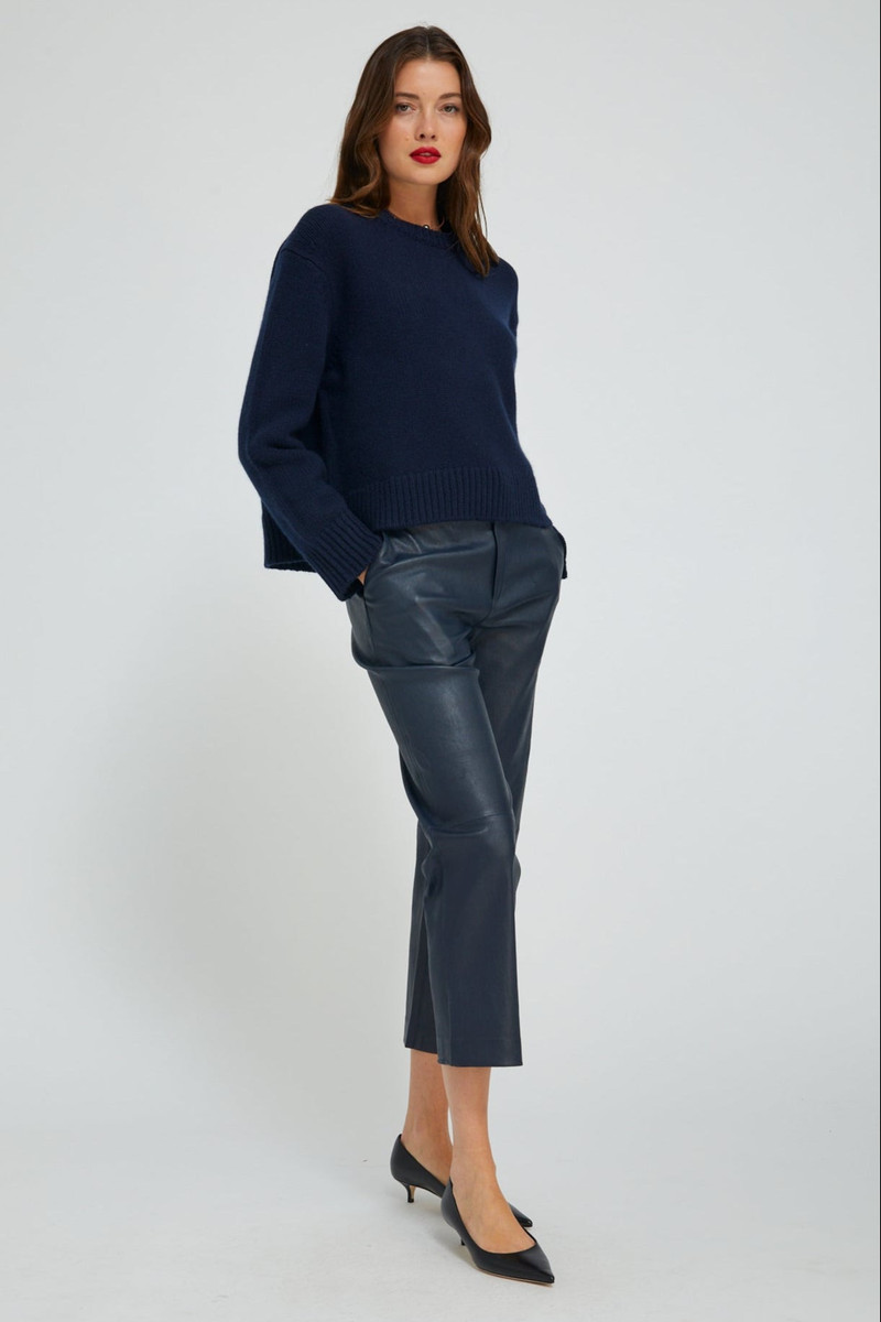 SPRWMN NAVY HEAVY CASHMERE SWEATER outlook