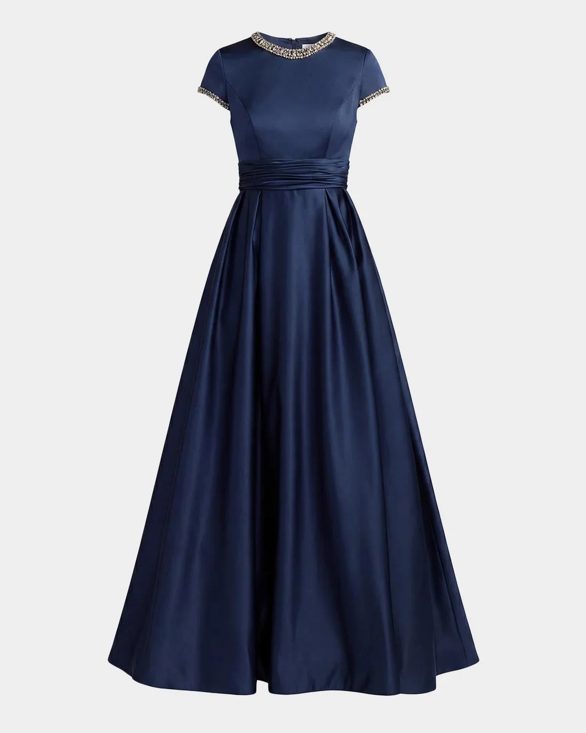 Embellished Satin Cap-Sleeve Gown - 1