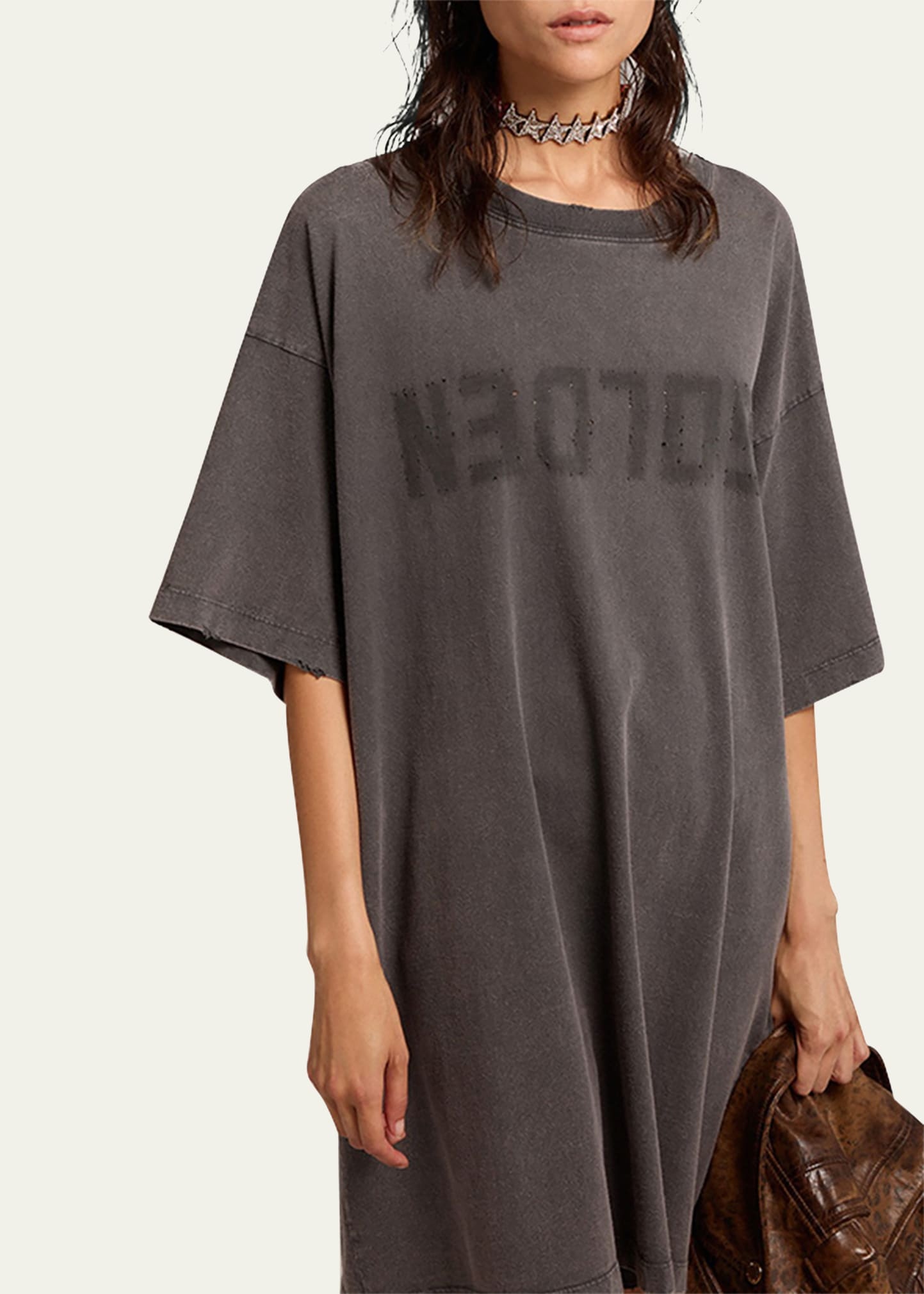 Distressed Logo T-Shirt Dress - 4