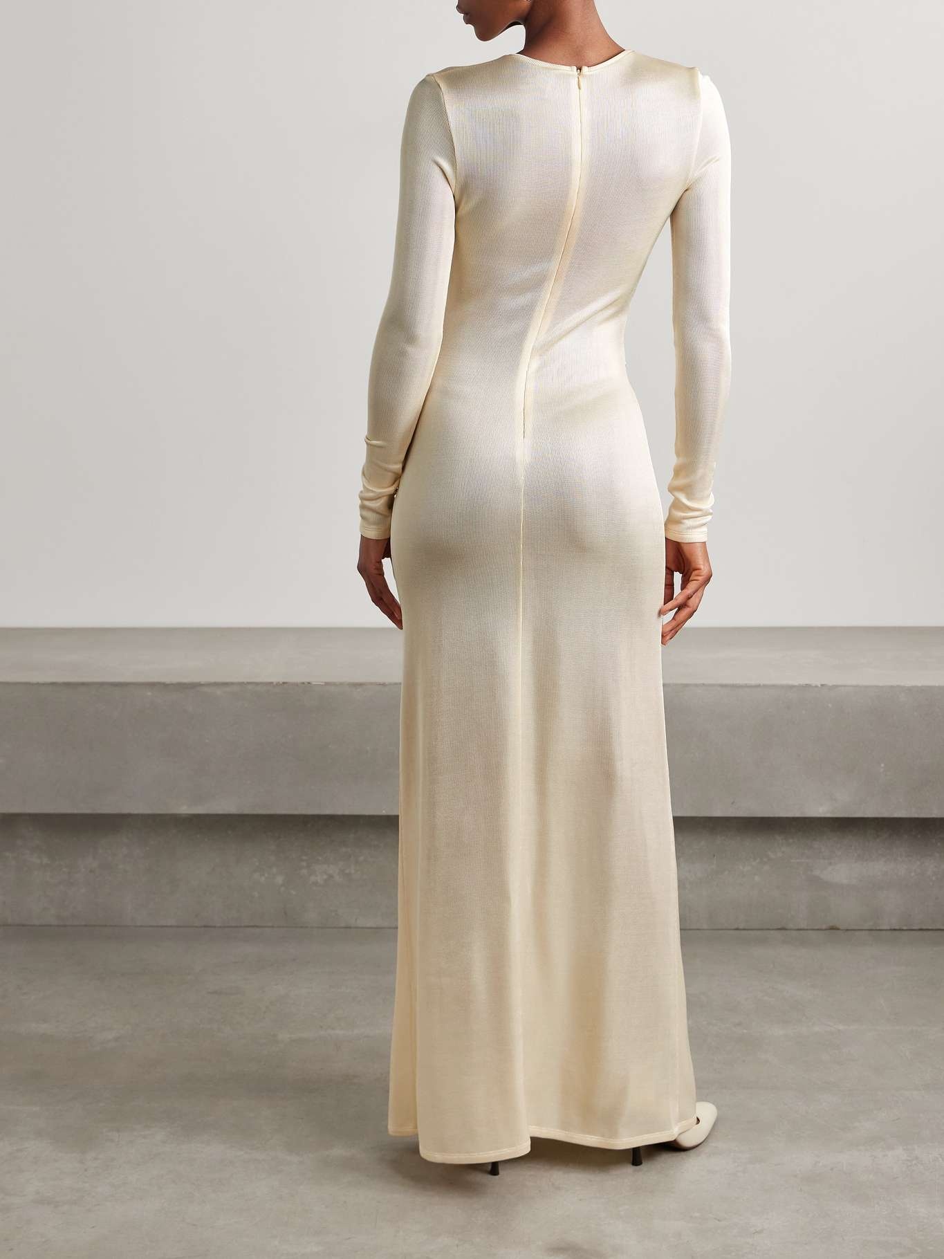 Luella gathered stretch-knit maxi dress Cream - 3