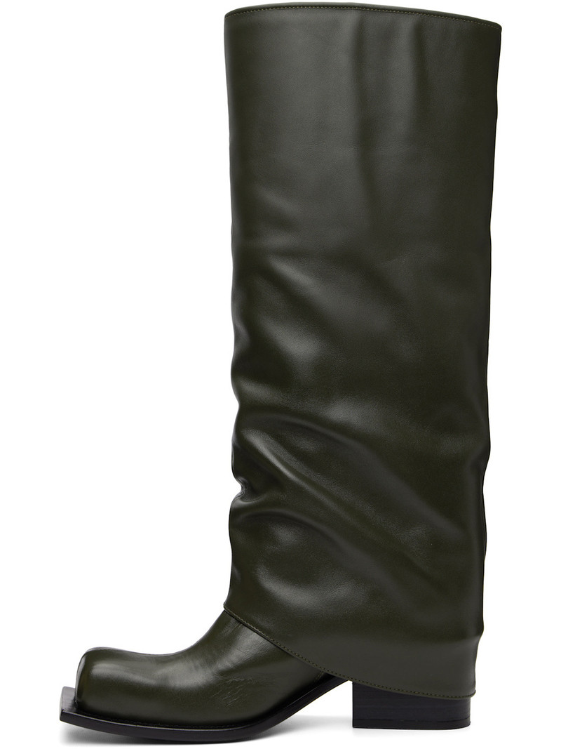Khaki Havva Chunky Heel Tall Boots 3