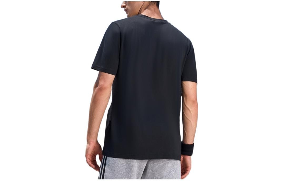 adidas Alphabet Large Logo Printing Round Neck Pullover Sports Short Sleeve Black GK9636 - 2