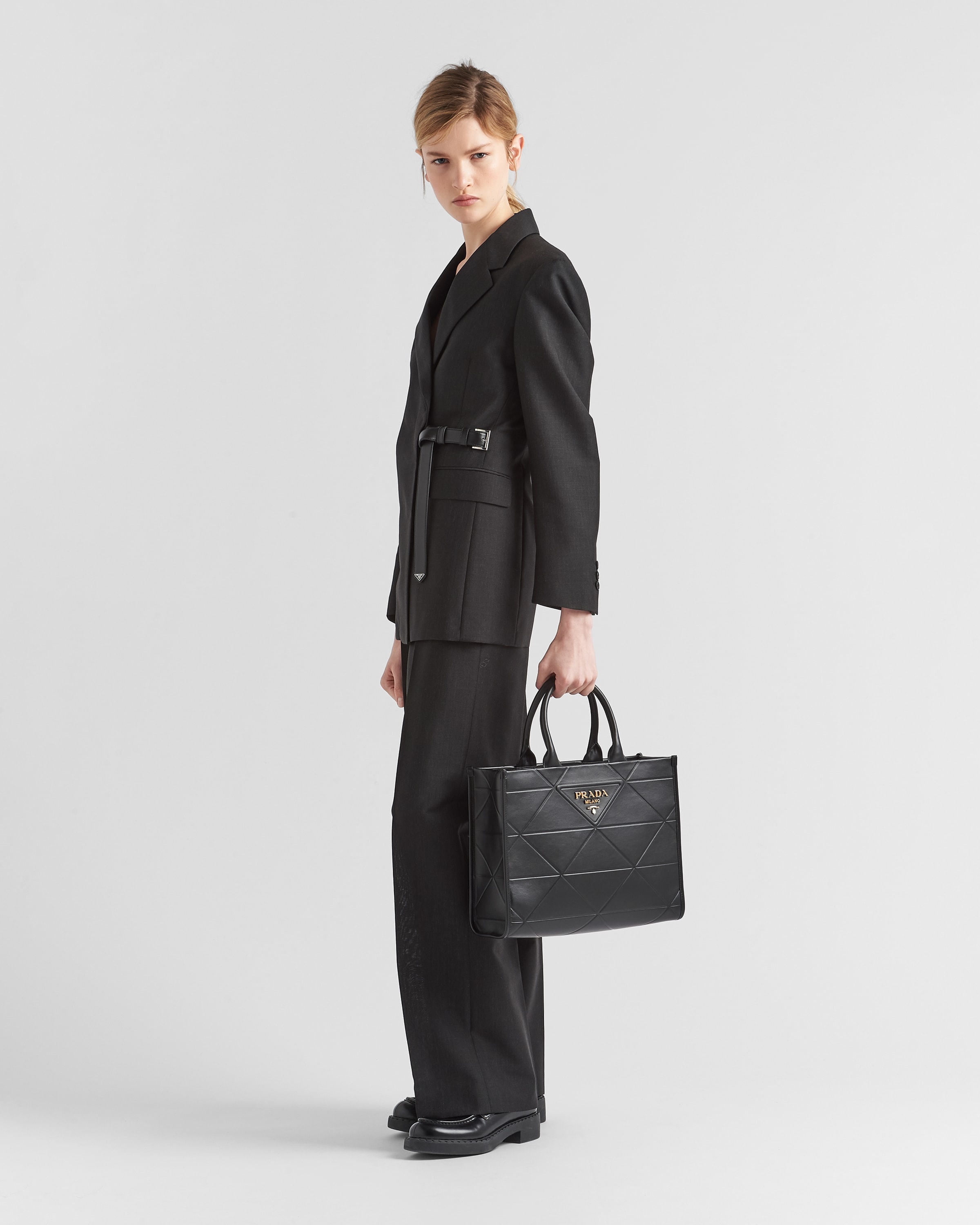 Medium leather Prada Symbole bag with topstitching - 2