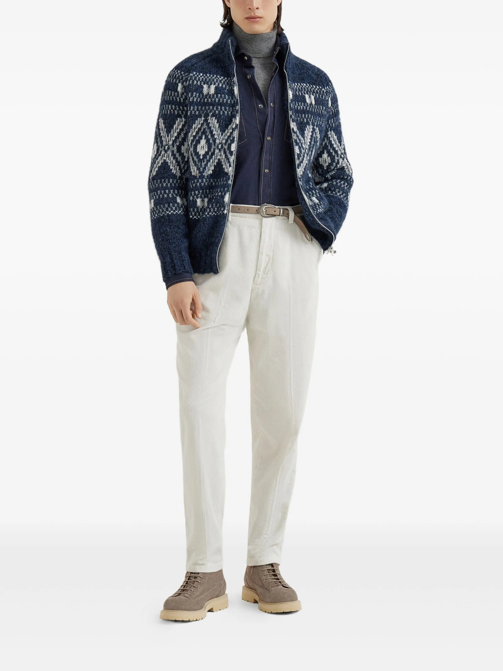 Brunello Cucinelli Jacquard Zip-up Cardigan - 3