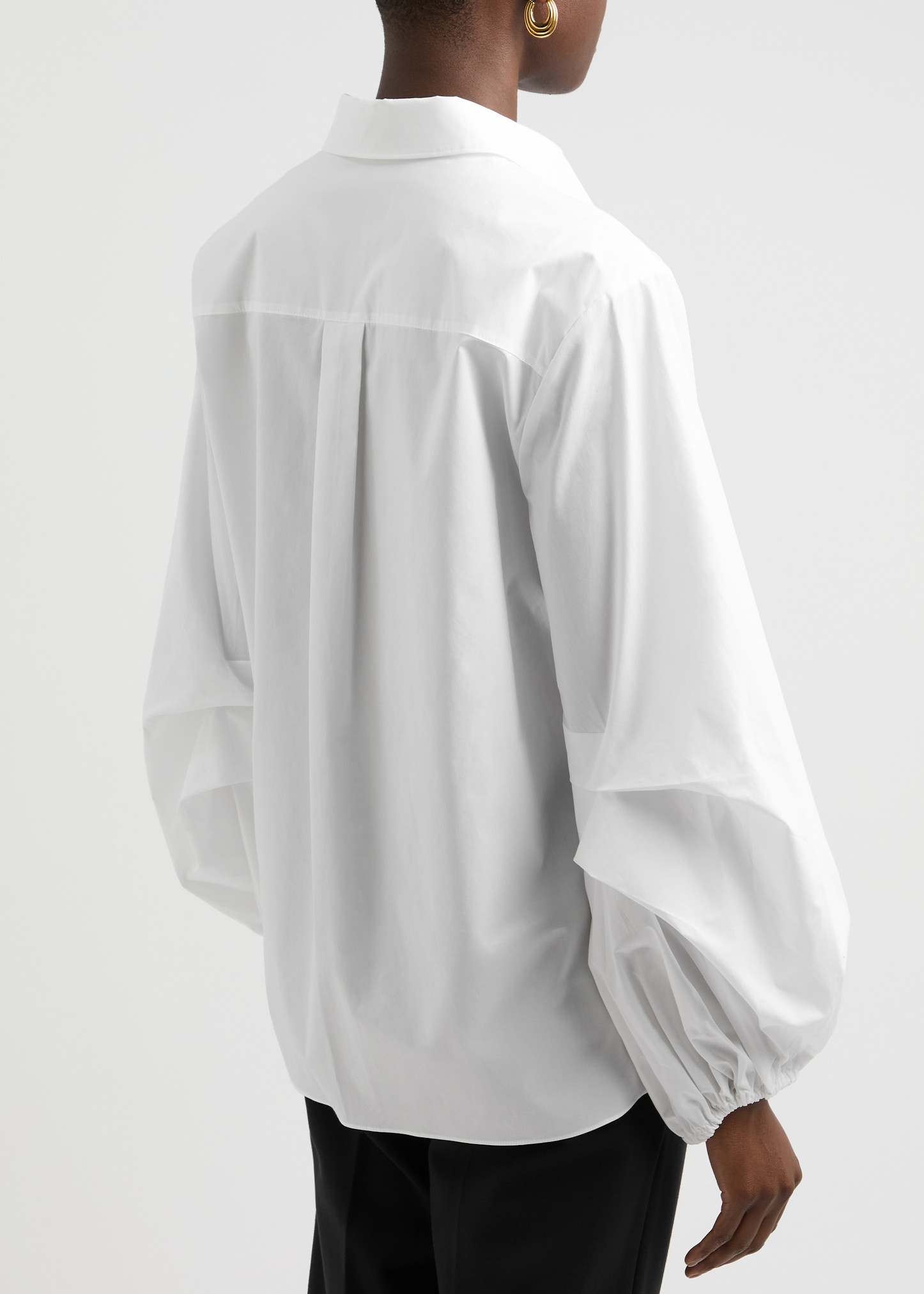 Balloon-sleeve stretch-cotton poplin shirt - 3