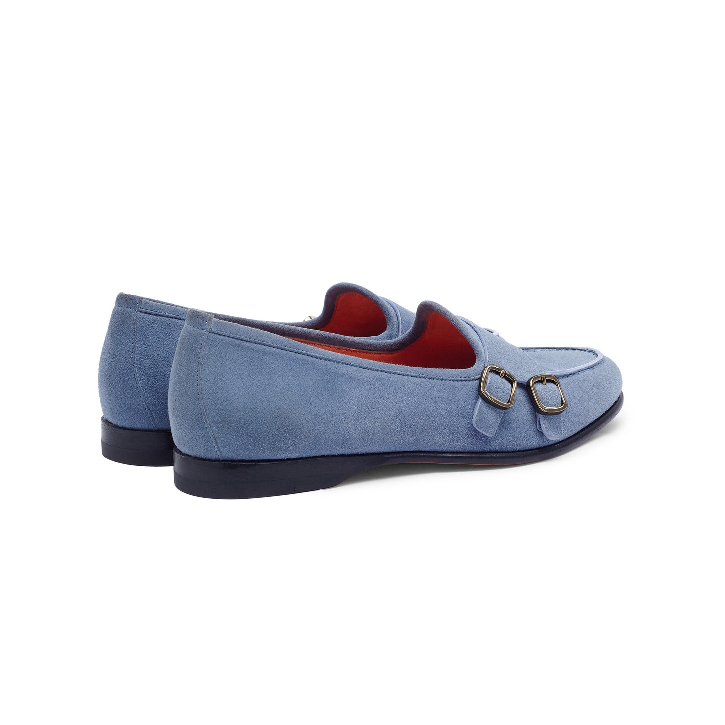 Women's light blue suede Andrea double-buckle loafer - 4