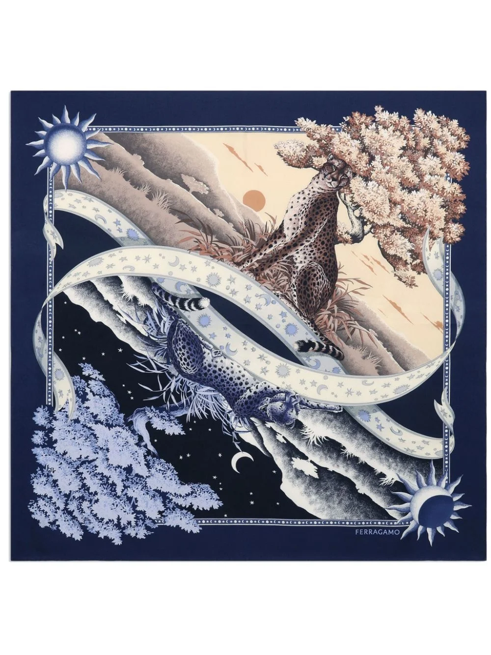 day & night print silk scarf - 1