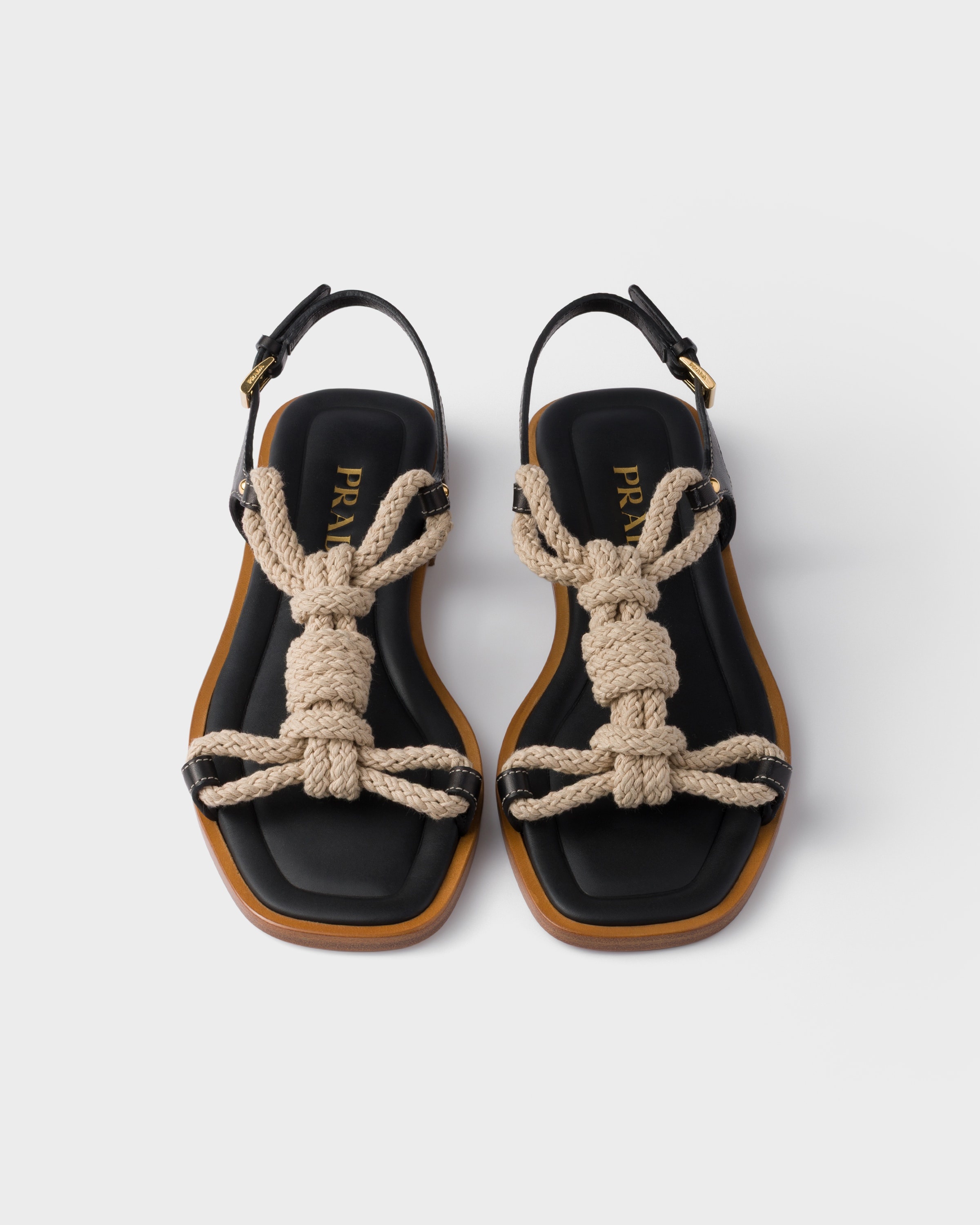Flat leather and cord sandals - 3