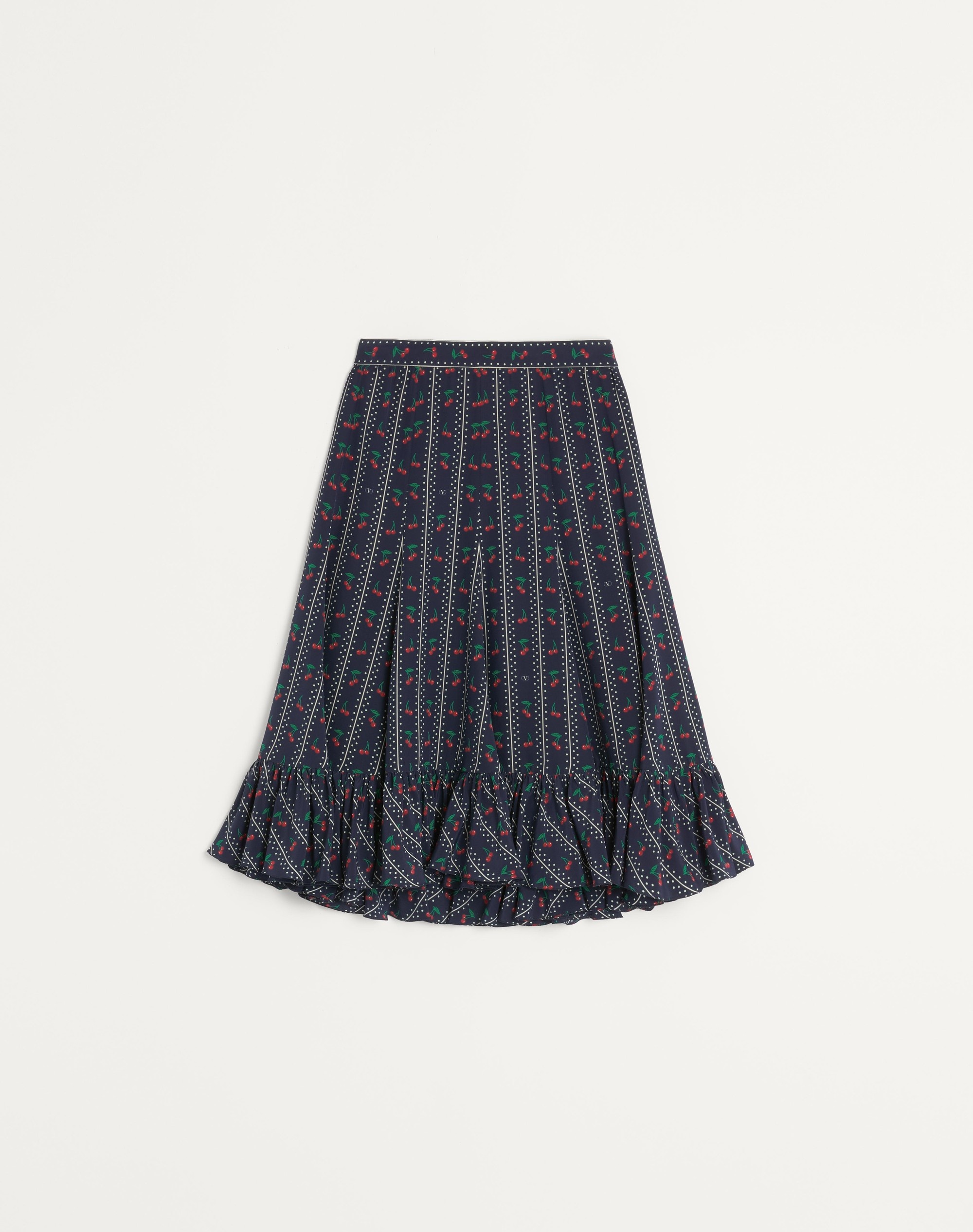 CREPE DE CHINE MIDI SKIRT WITH CHERRYFIC PRINT - 1