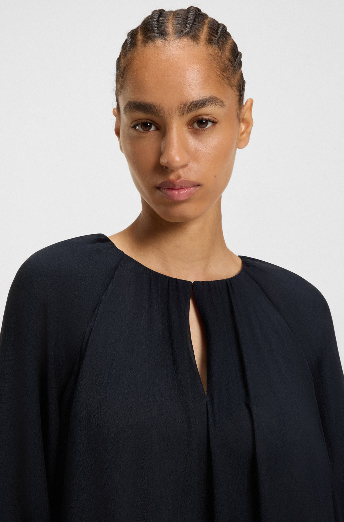 TWO-LAYERED REGULAR-FIT DRESS IN SILK CHIFFON - 5