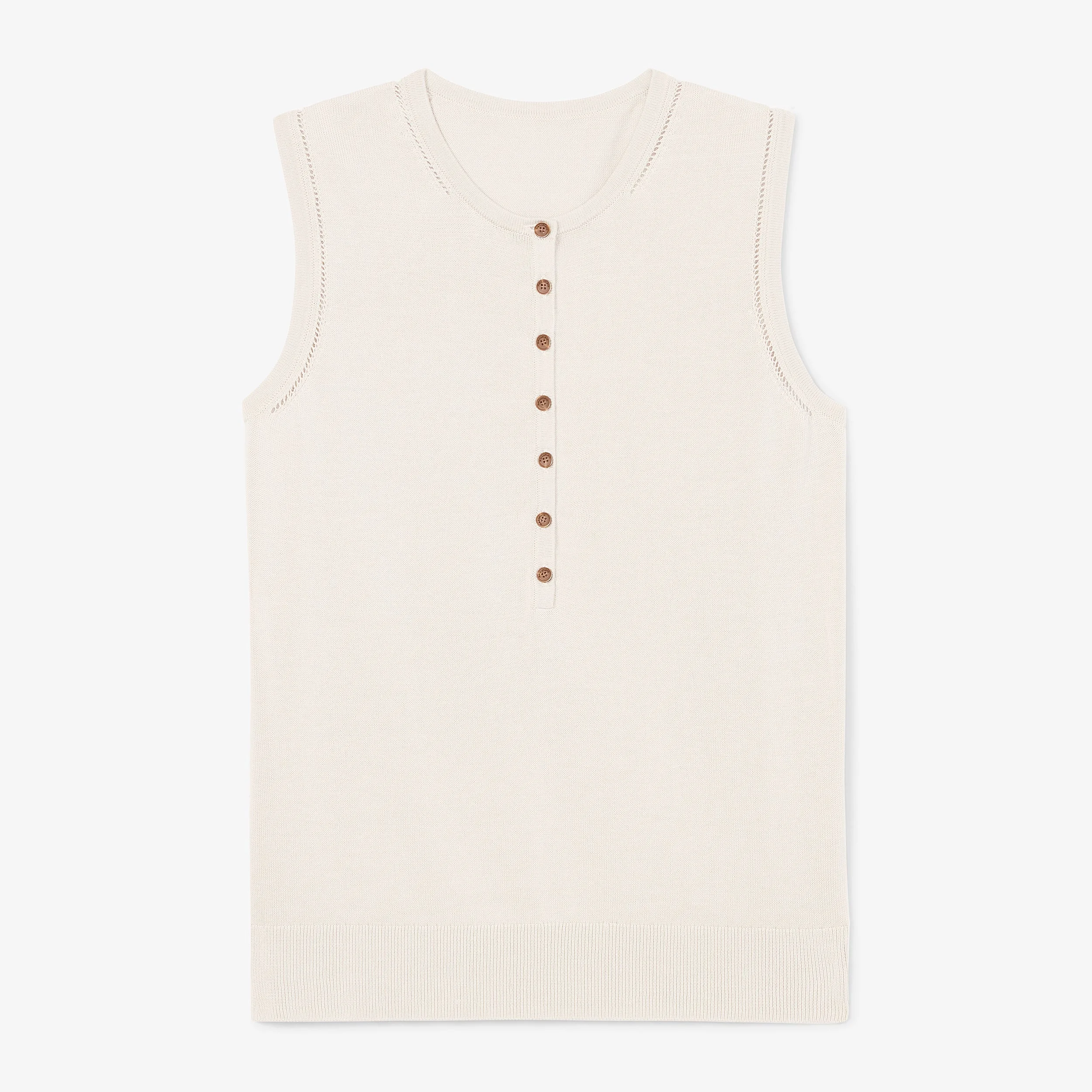 Crimmins Pointelle Tank - 365 Cotton Silk Knit - 1