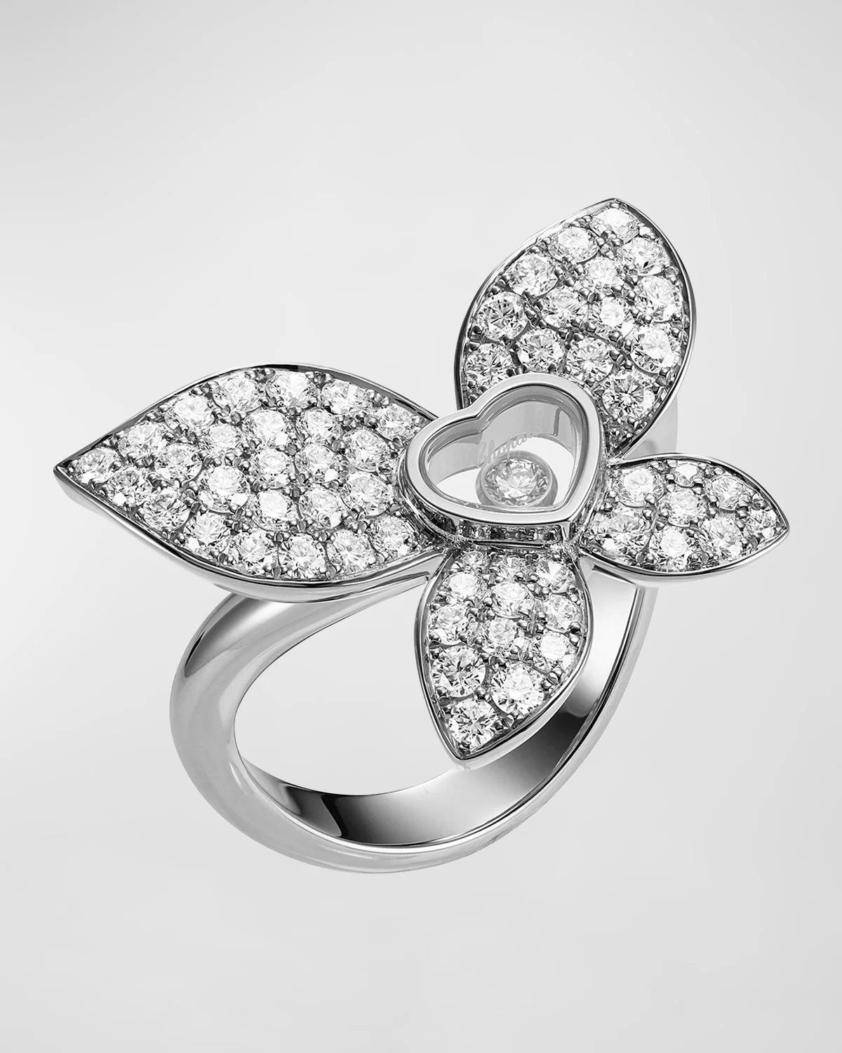 Happy Butterfly 18K White Gold Diamond Ring - 1