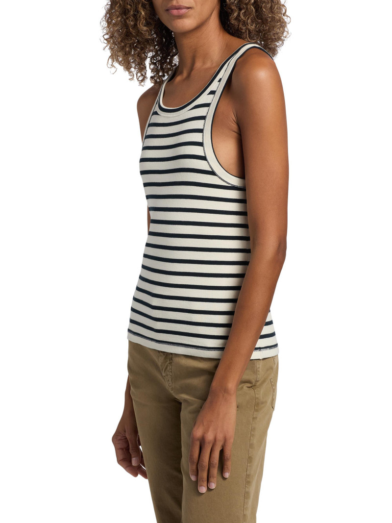 Women's Jennifer Striped Cotton Tank - Ecru Black Stripe 4
