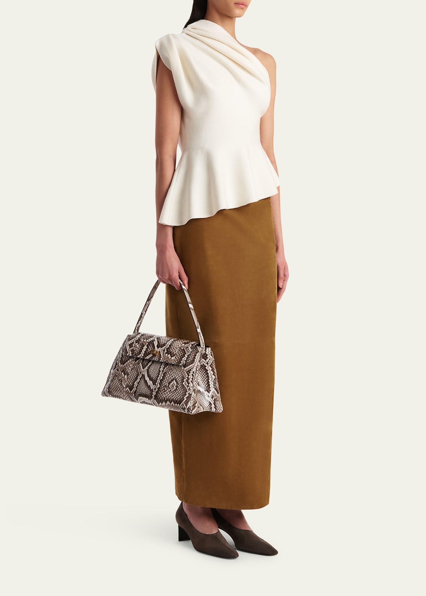 Aimee Draped One-Shoulder Peplum Top - 2