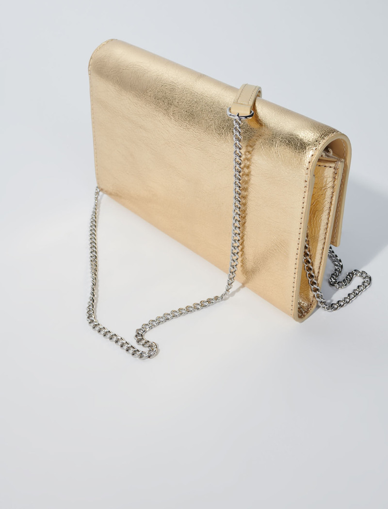 Leather clutch bag with chain 3