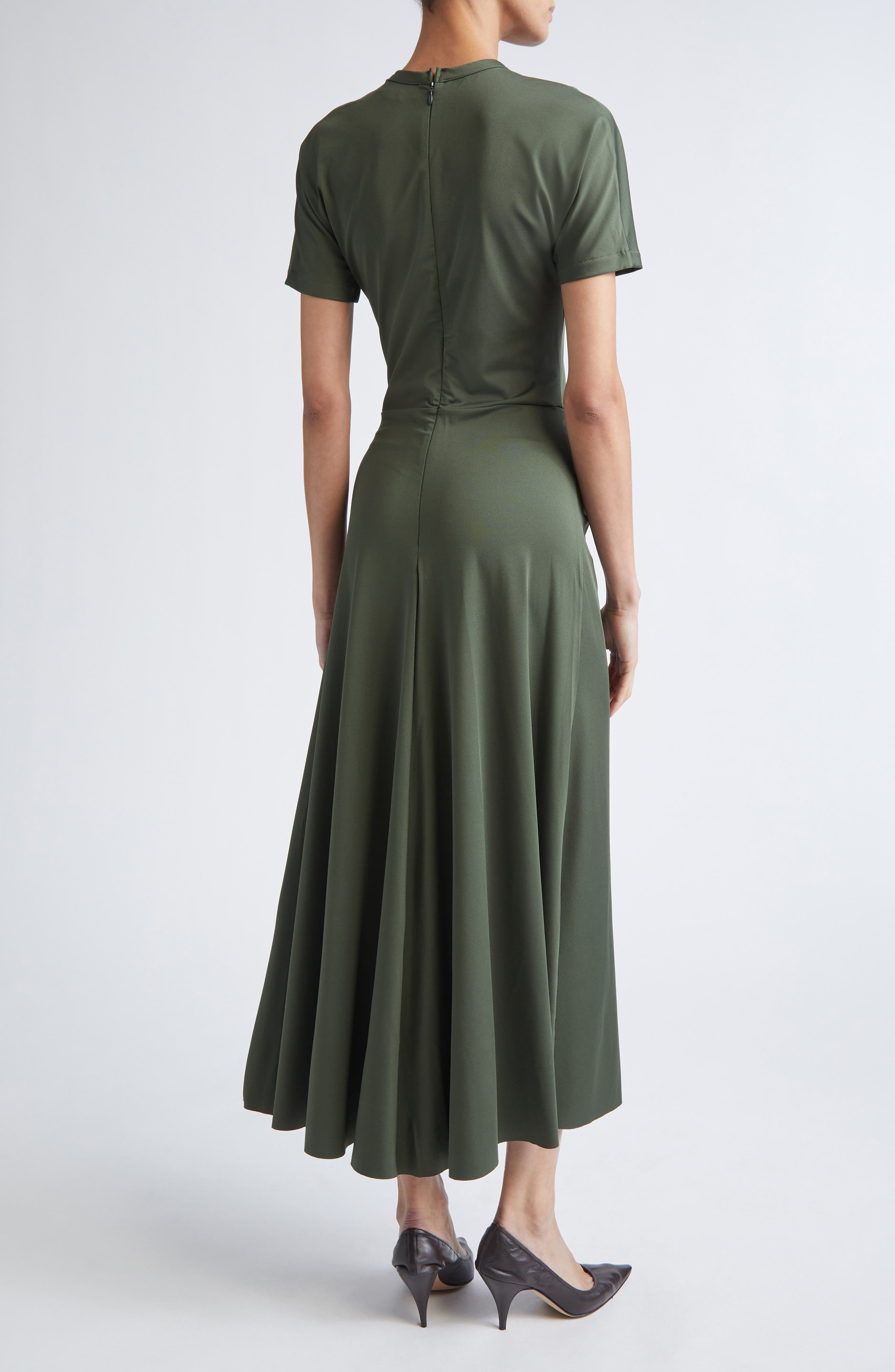 Victoria Beckham Gathered Detail T-Shirt Midi Dress in Oregano at Nordstrom - 2