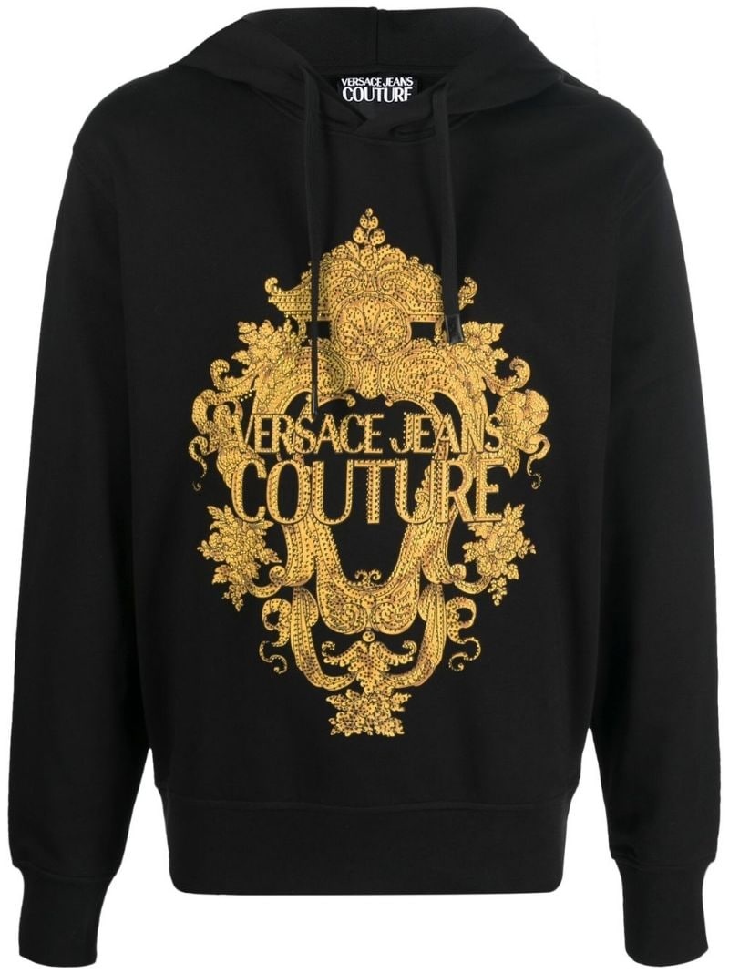 logo-print cotton hoodie - 1