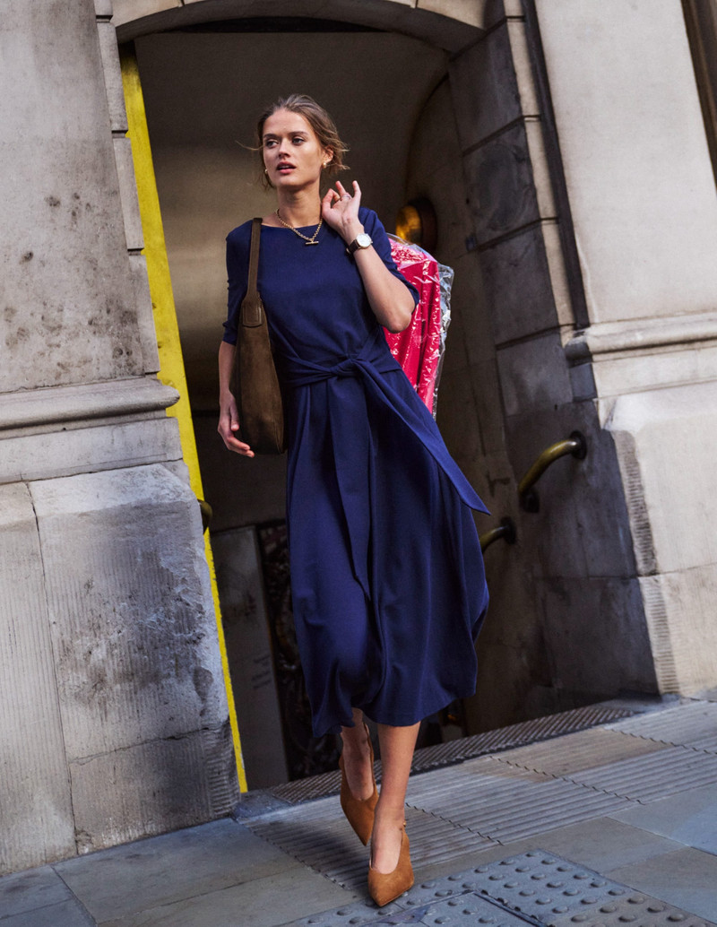 Mathilde Tie Waist Ponte Dress-Navy 7