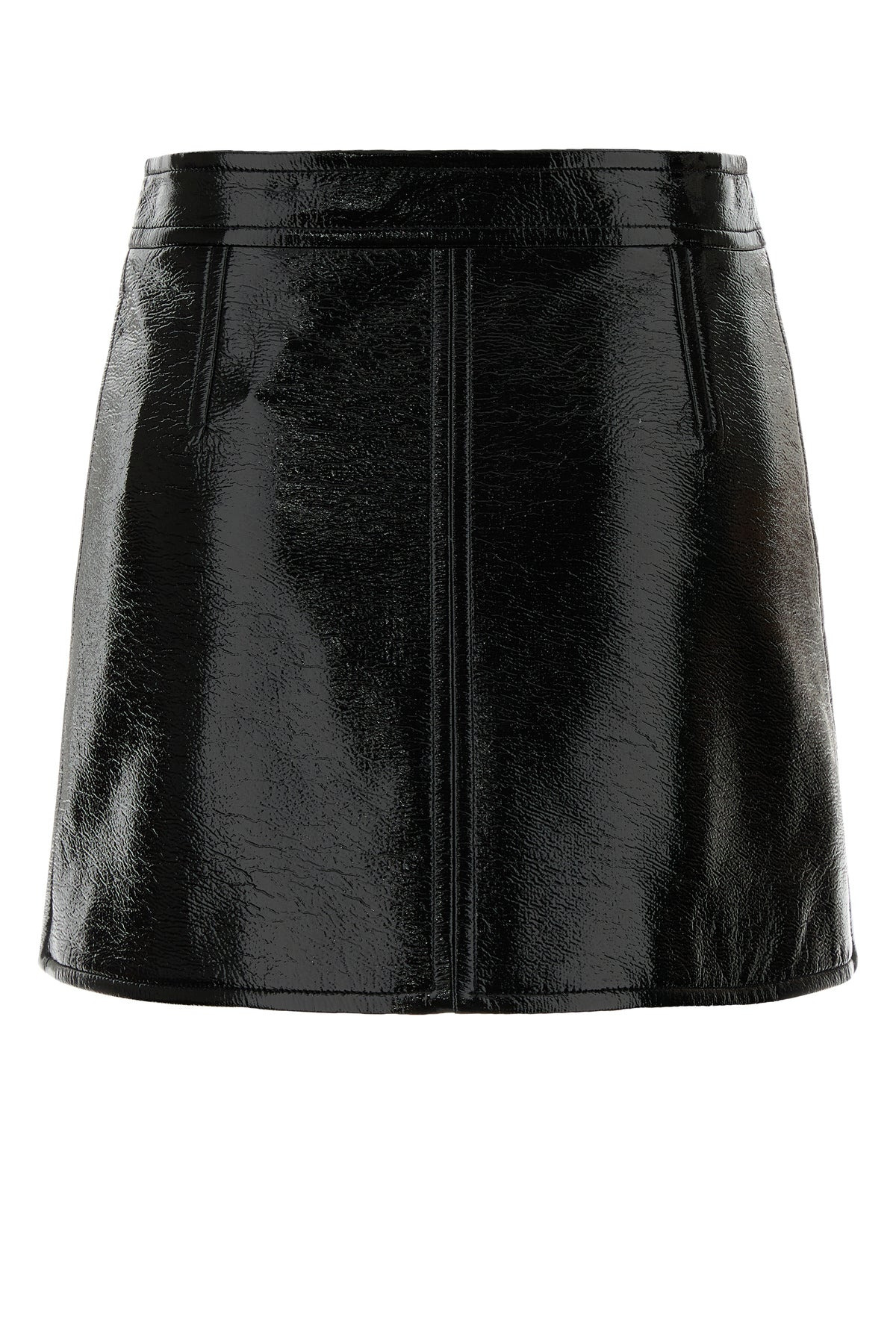Black vinyl mini skirt - 2