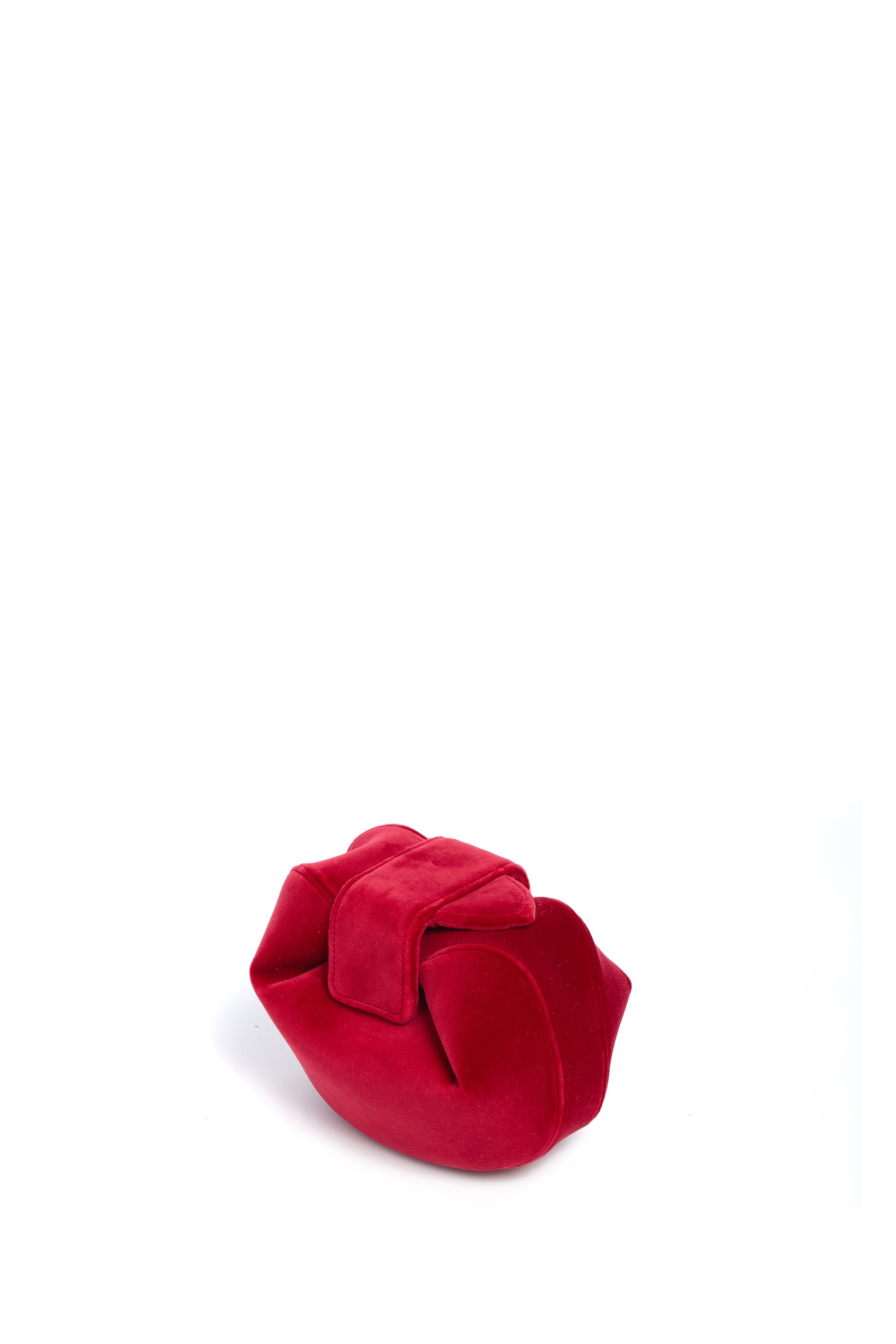 Soft Demi Clutch in Scarlet Red Cotton Velvet - 3
