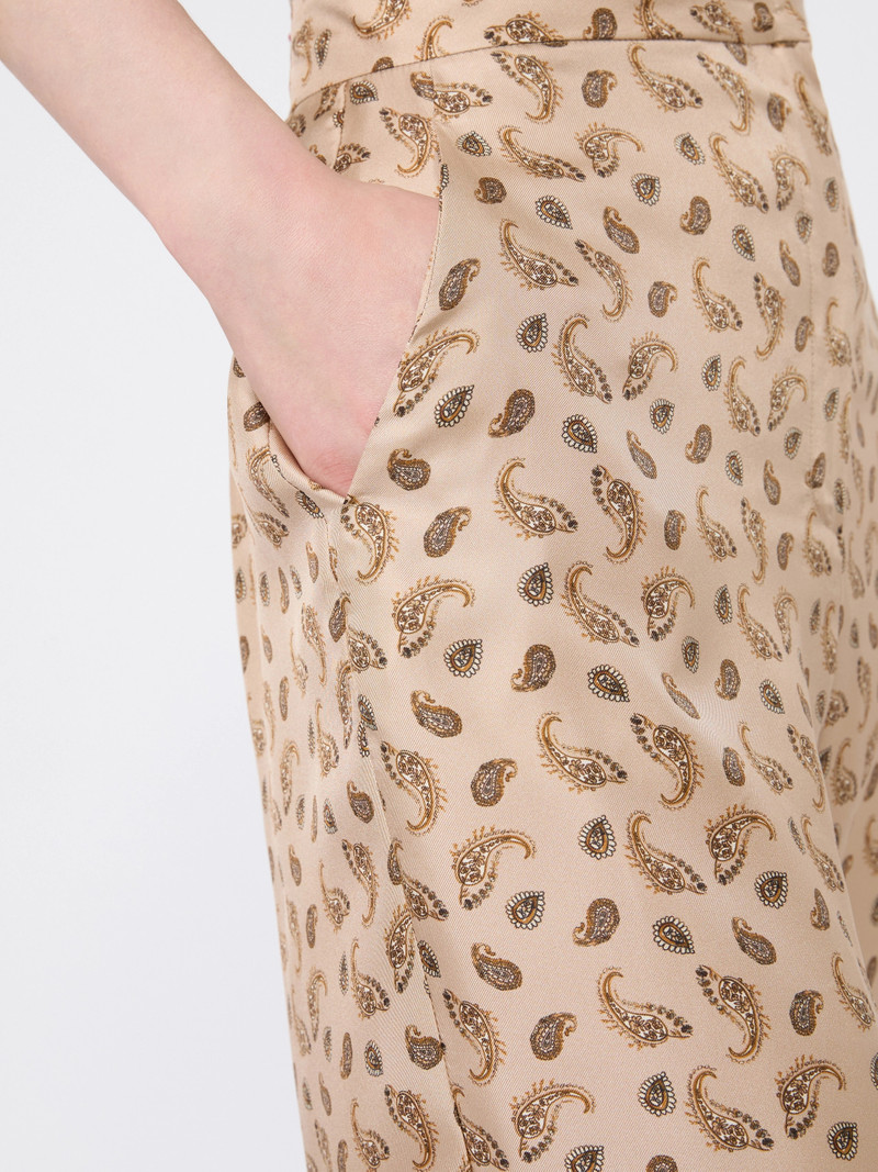 FUXIA Printed silk twill trousers - BEIGE 5