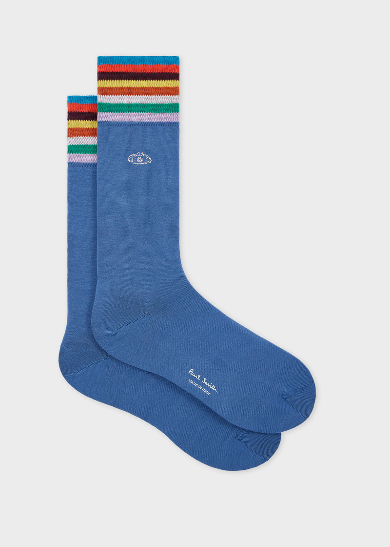 Light Blue Embroidered Camera Socks 1