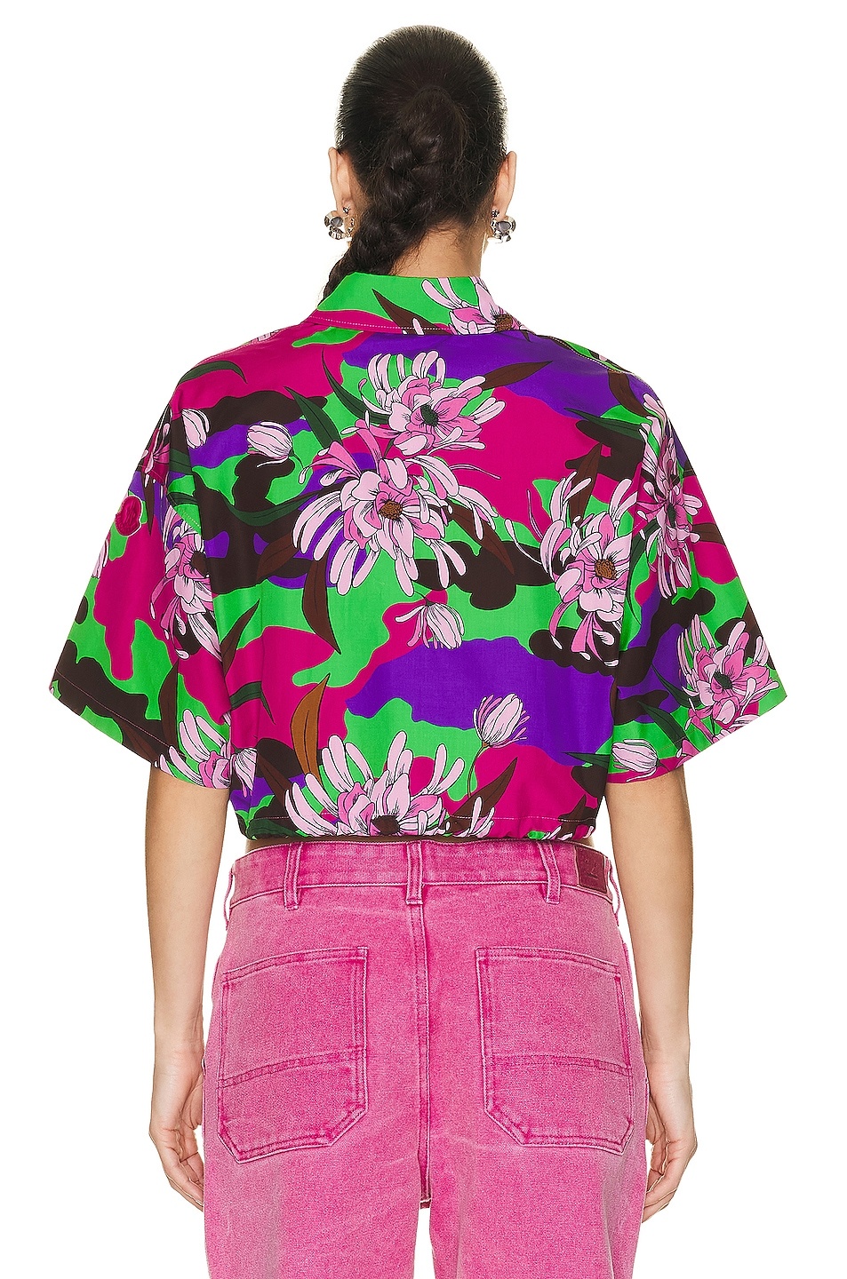 Floral Cropped Short Sleeve Shirt - 3