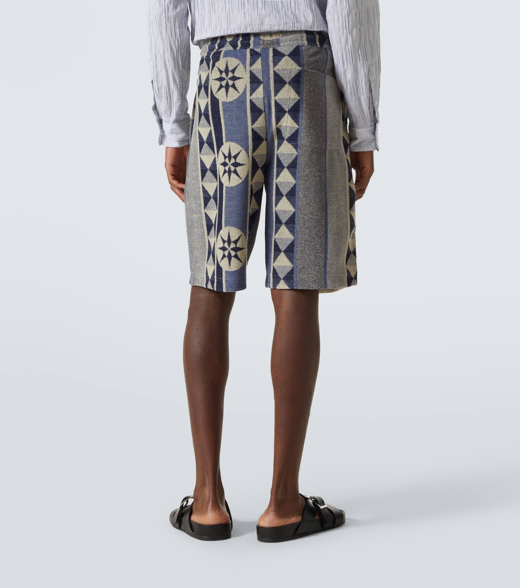 Printed cotton-blend terry Bermuda shorts - 4