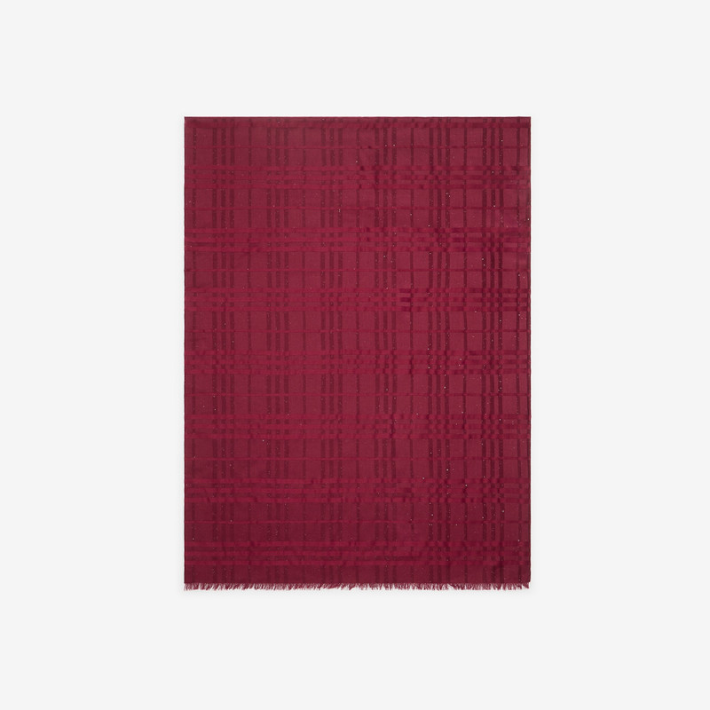 Wide Check Silk Wool Cashmere Scarf 4