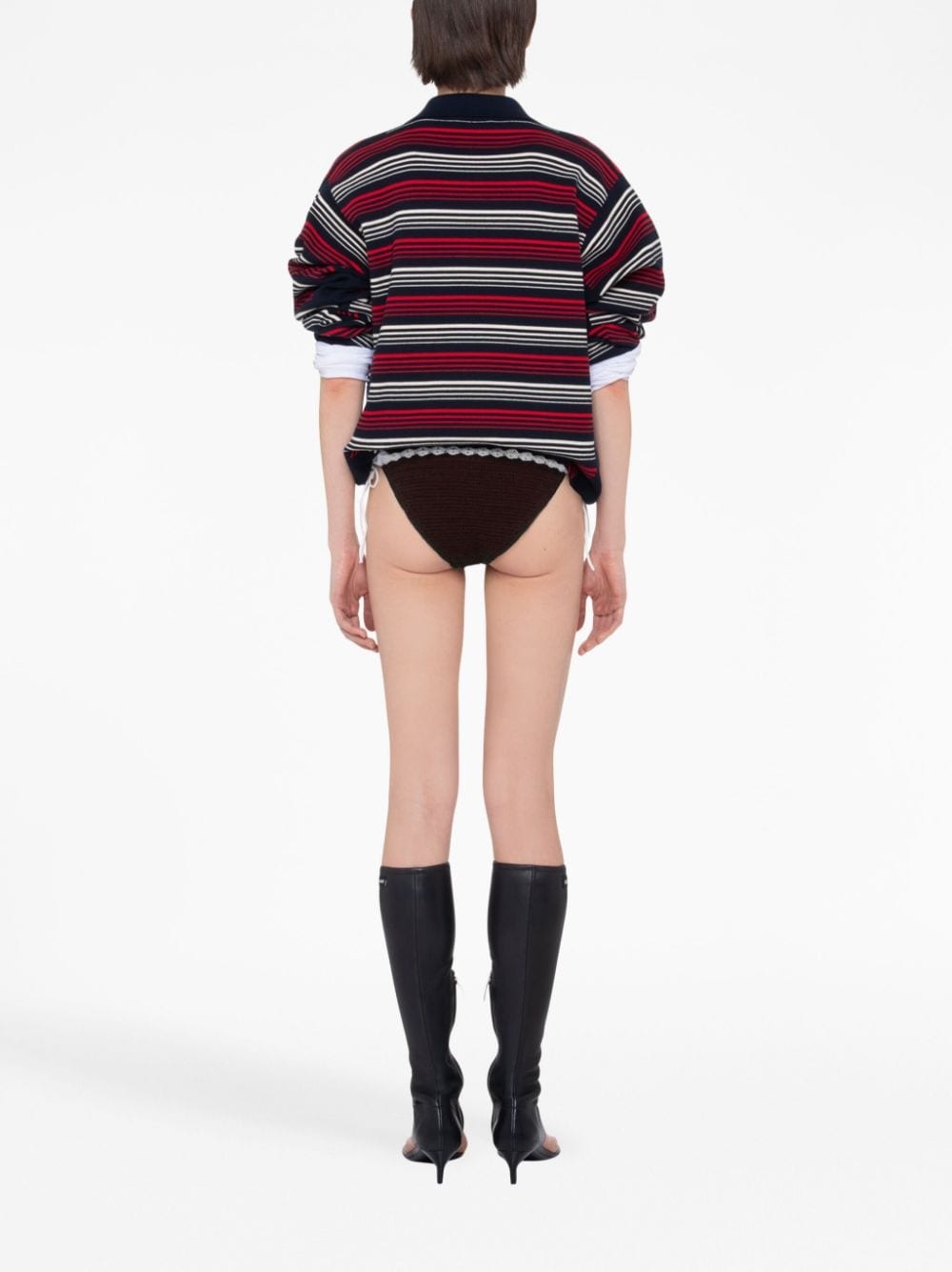 crochet-knit embroidered-logo bikini bottoms - 4