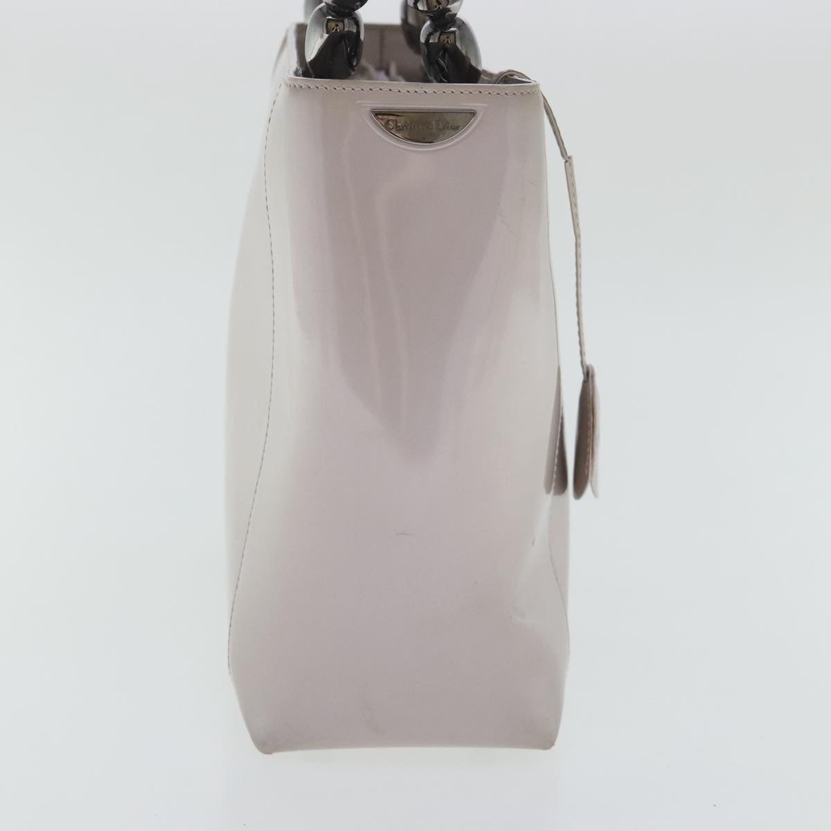 DIOR Maris Pearl Hand Bag Patent Leather Purple Silver - 4