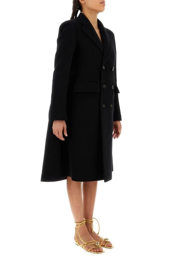 Black wool blend cape coat - 4