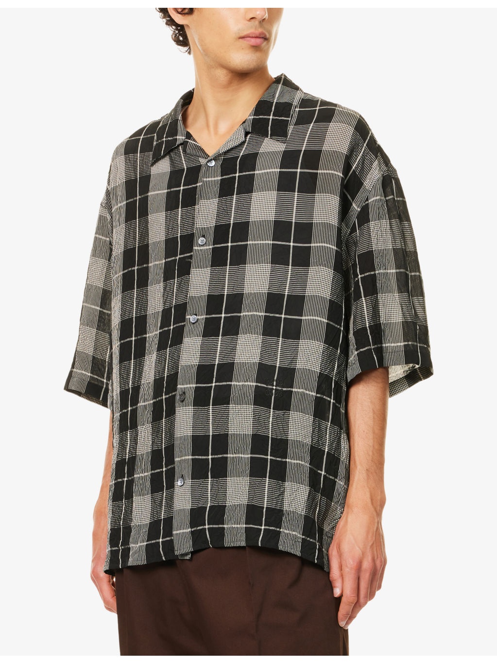 Check-Print Short-Sleeves Woven Shirt - 3