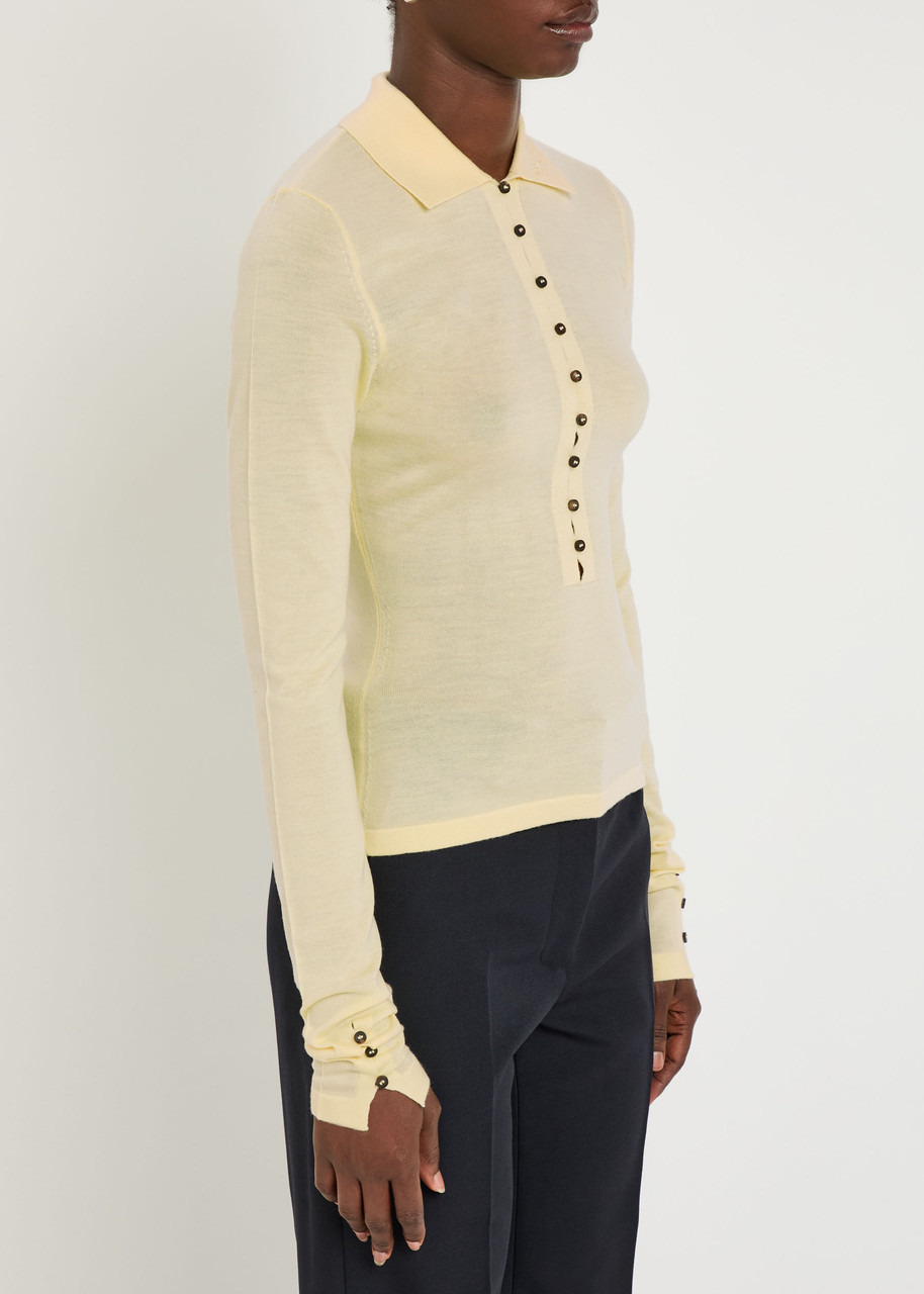 Jacquemus Le Polo Button-embellished Wool-blend Polo top - 2