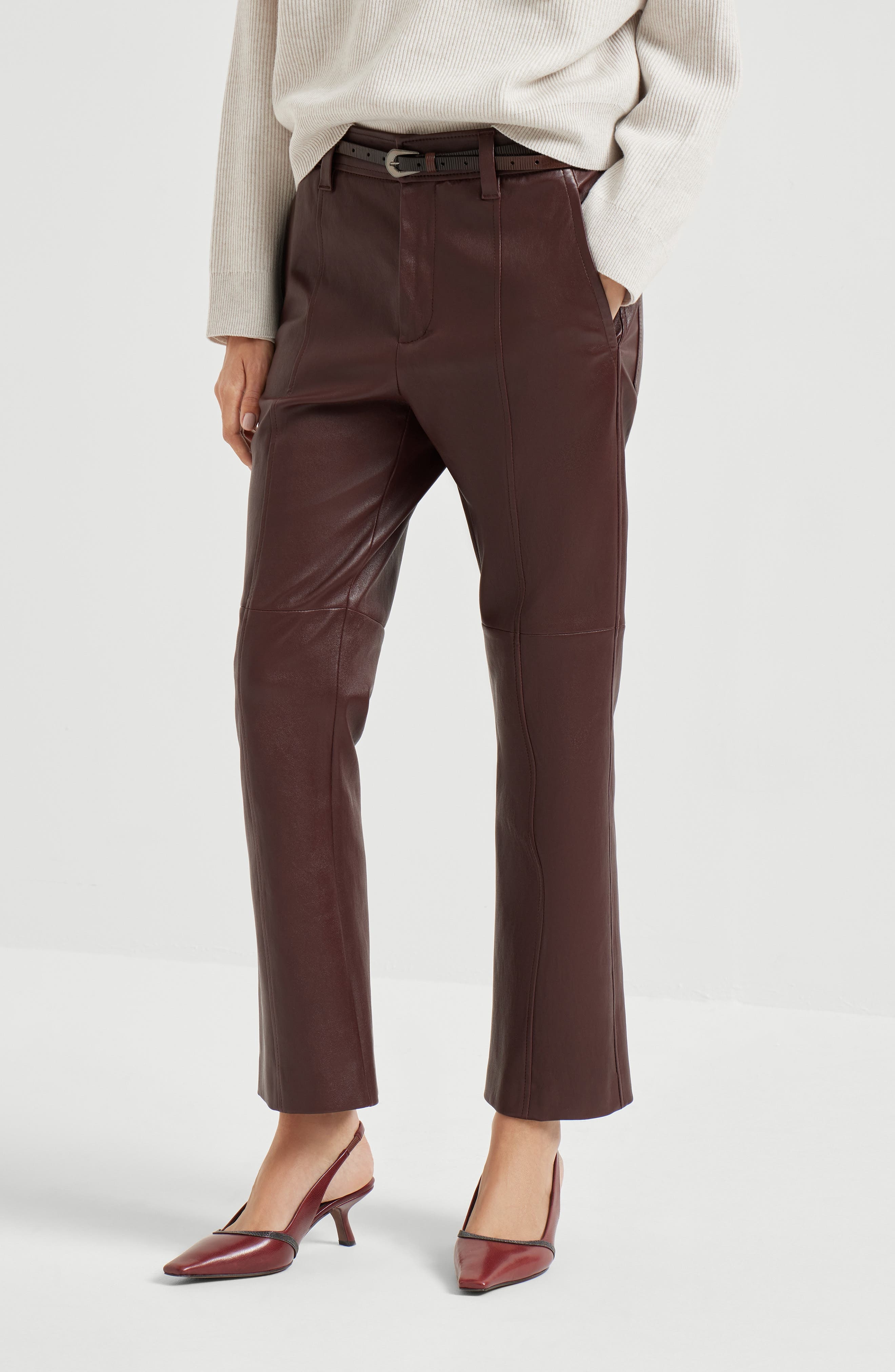 Brunello Cucinelli Square cigarette trousers in Brown at Nordstrom - 2