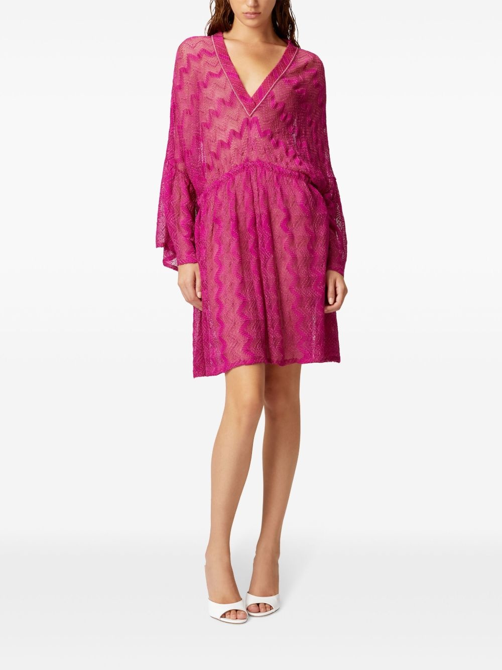 zigzag-woven mini dress - 3