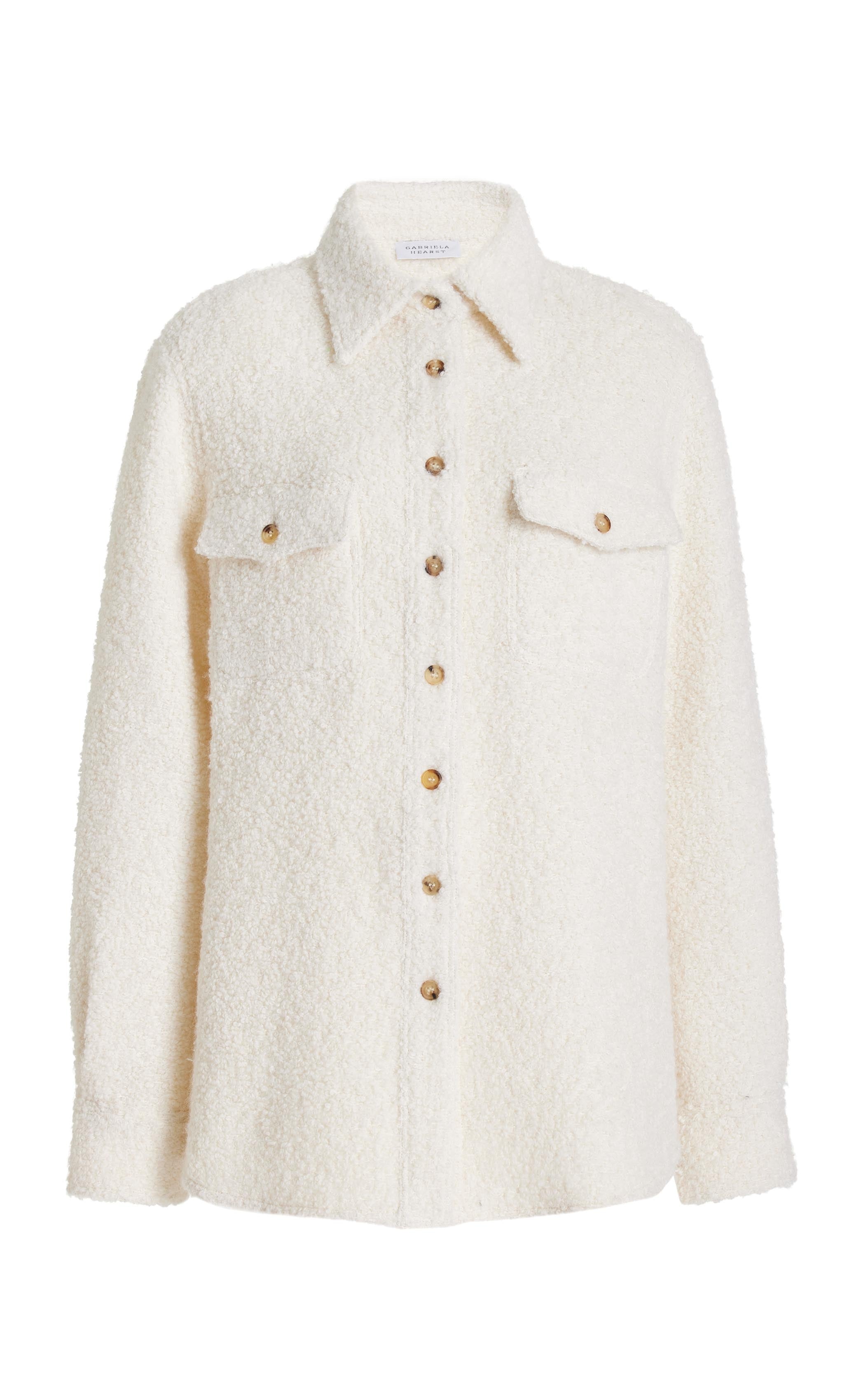 John Austin Shirt in Ivory Recycled Cashmere Boucle - 1