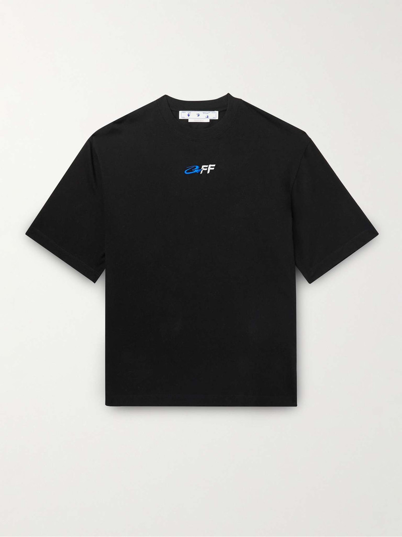 Oversized Logo-Embroidered Printed Cotton-Jersey T-Shirt - 1
