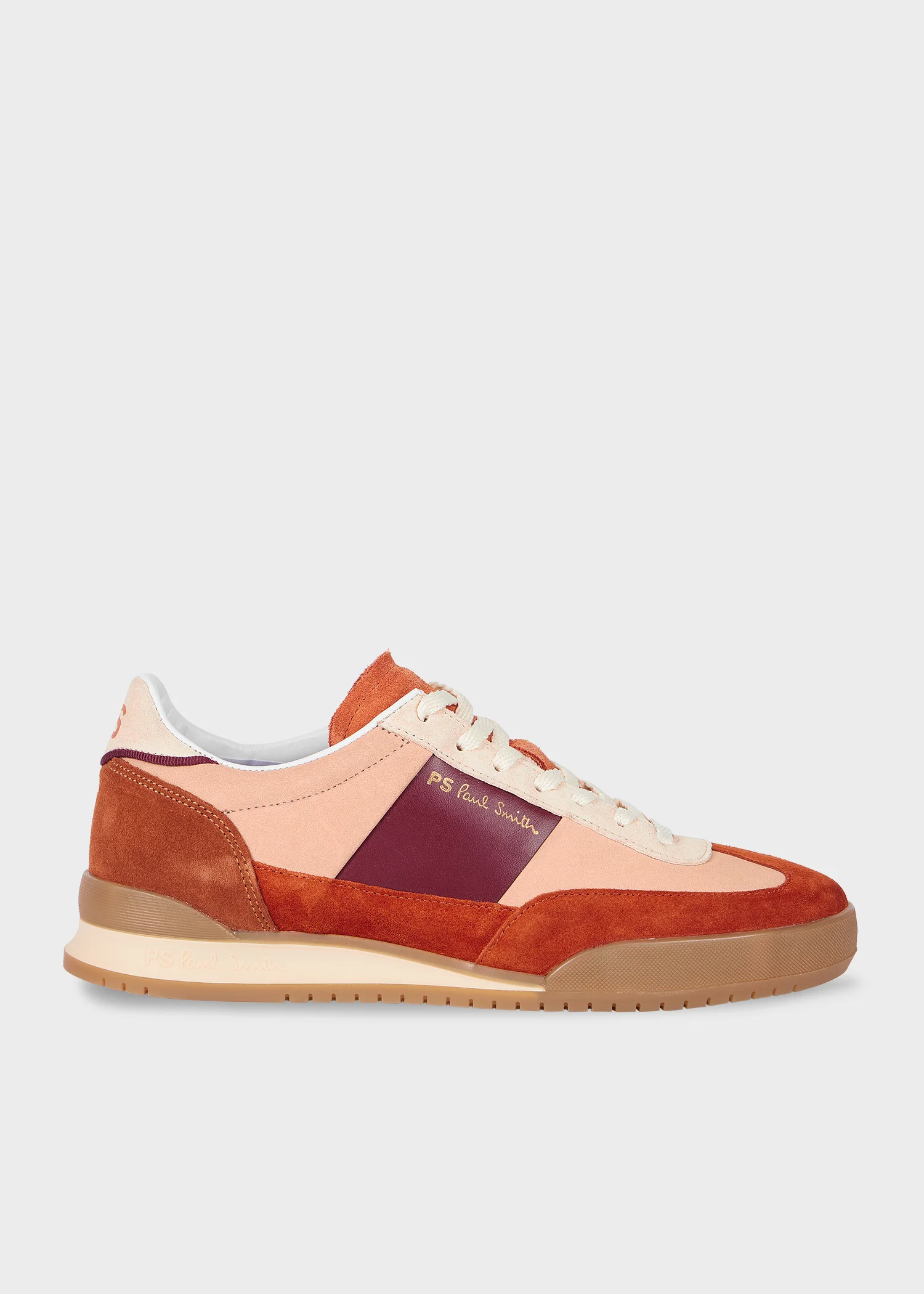 Women's Nubuck Rust Orange 'Dover' Colourblock Retro Gum Trainers - 1
